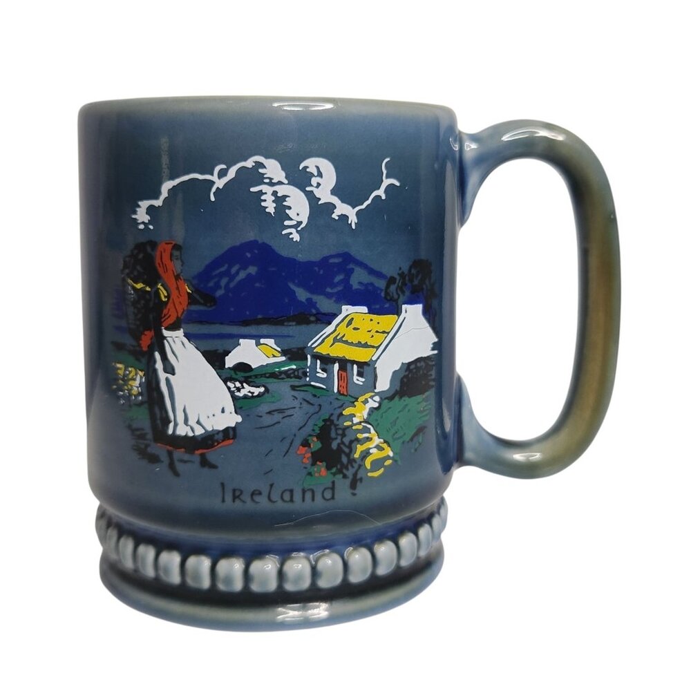 Vtg Wade 1950s Mid Century Ireland IRISH Countryside Cottage Porcelain Mug